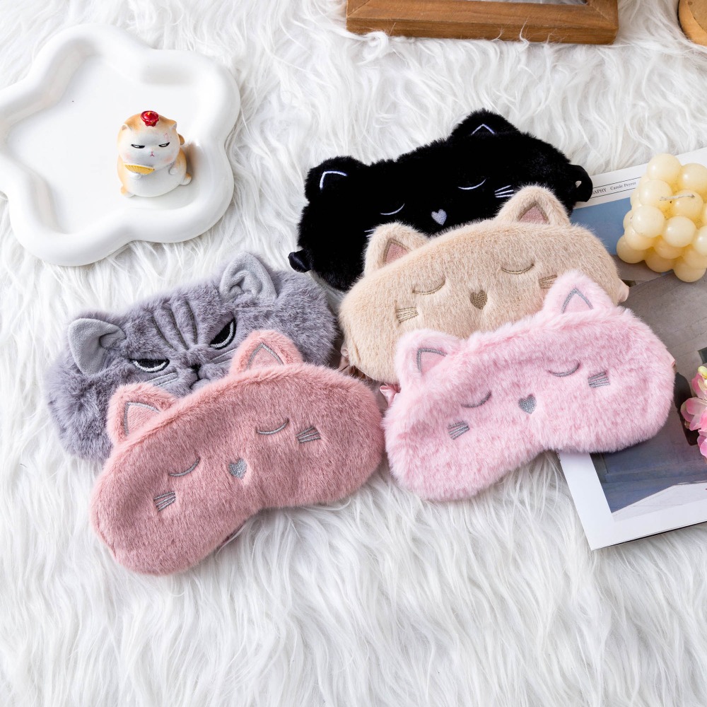 Soft Plush Doll - Masker Tidur Boneka Kucing Lucu untuk