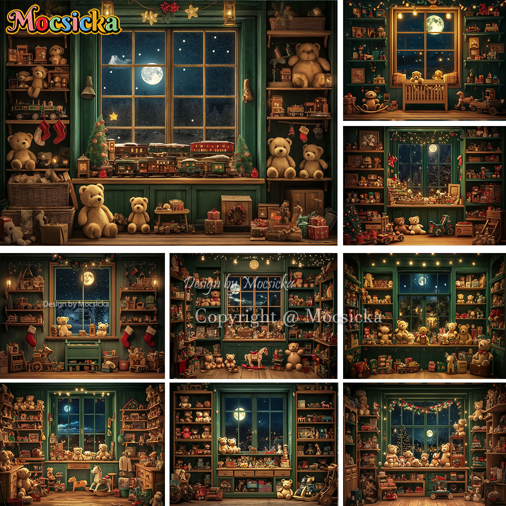 Toys Background For Kids - Latar Belakang Jendela Malam Natal Mocsicka