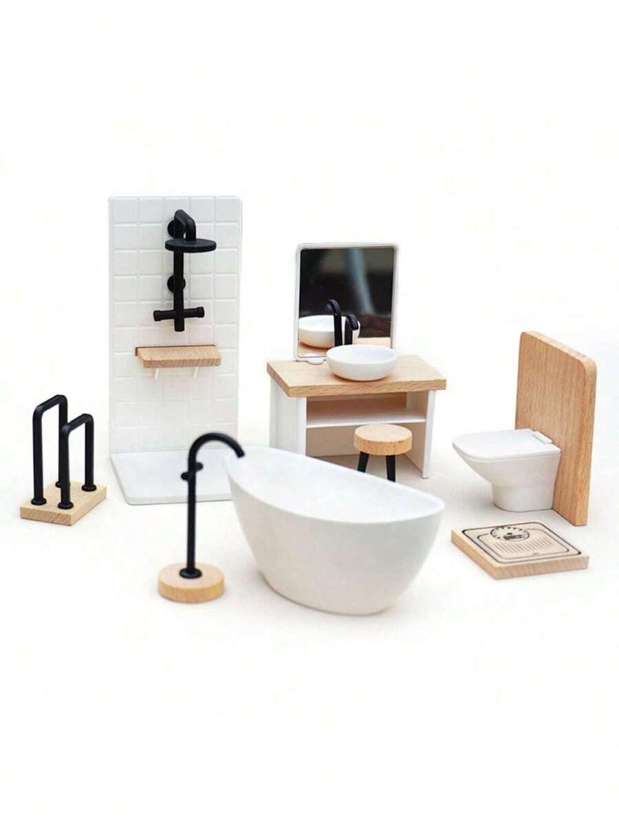 1: Set Perabot Kamar Mandi Rum - Dollhouse Furniture Set ulasan dan harga